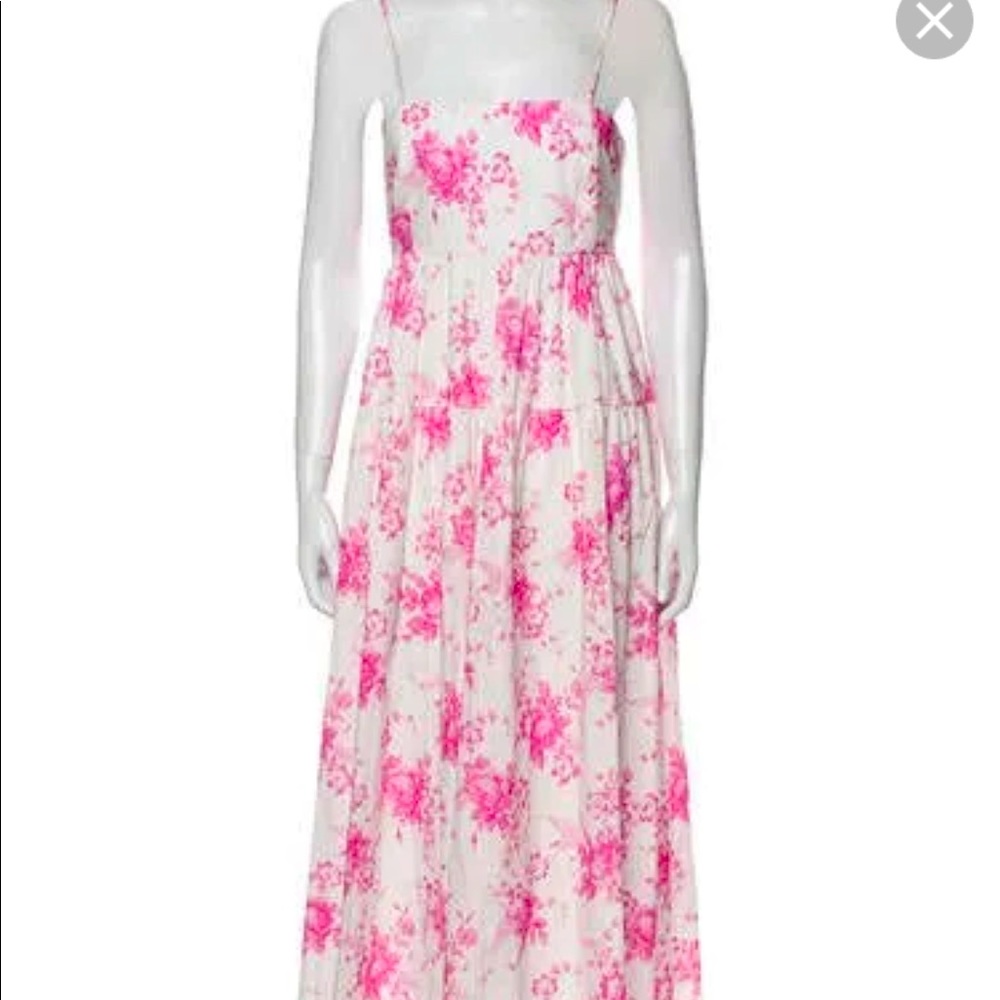 Les Reveries sz 12 Hot Pink and White floral Tea Length Excellent Condition
